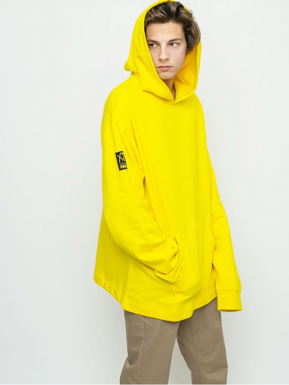 Puma XO Men's Bright Yellow Hooded Sweatshirt